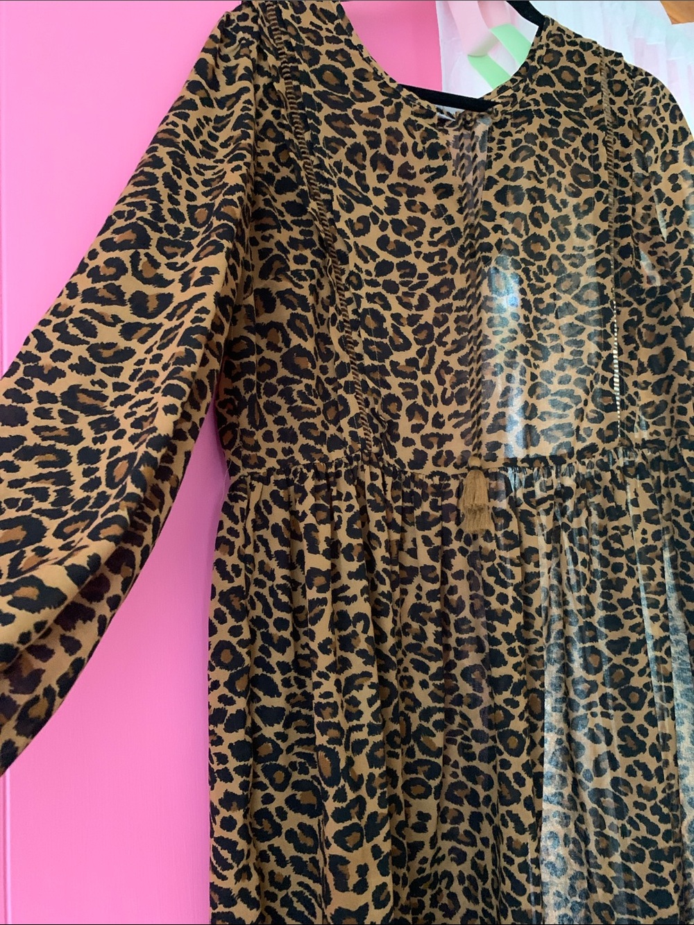 Sheer Leopard Print Babydoll Dress 8/10 - Picture 11 of 16